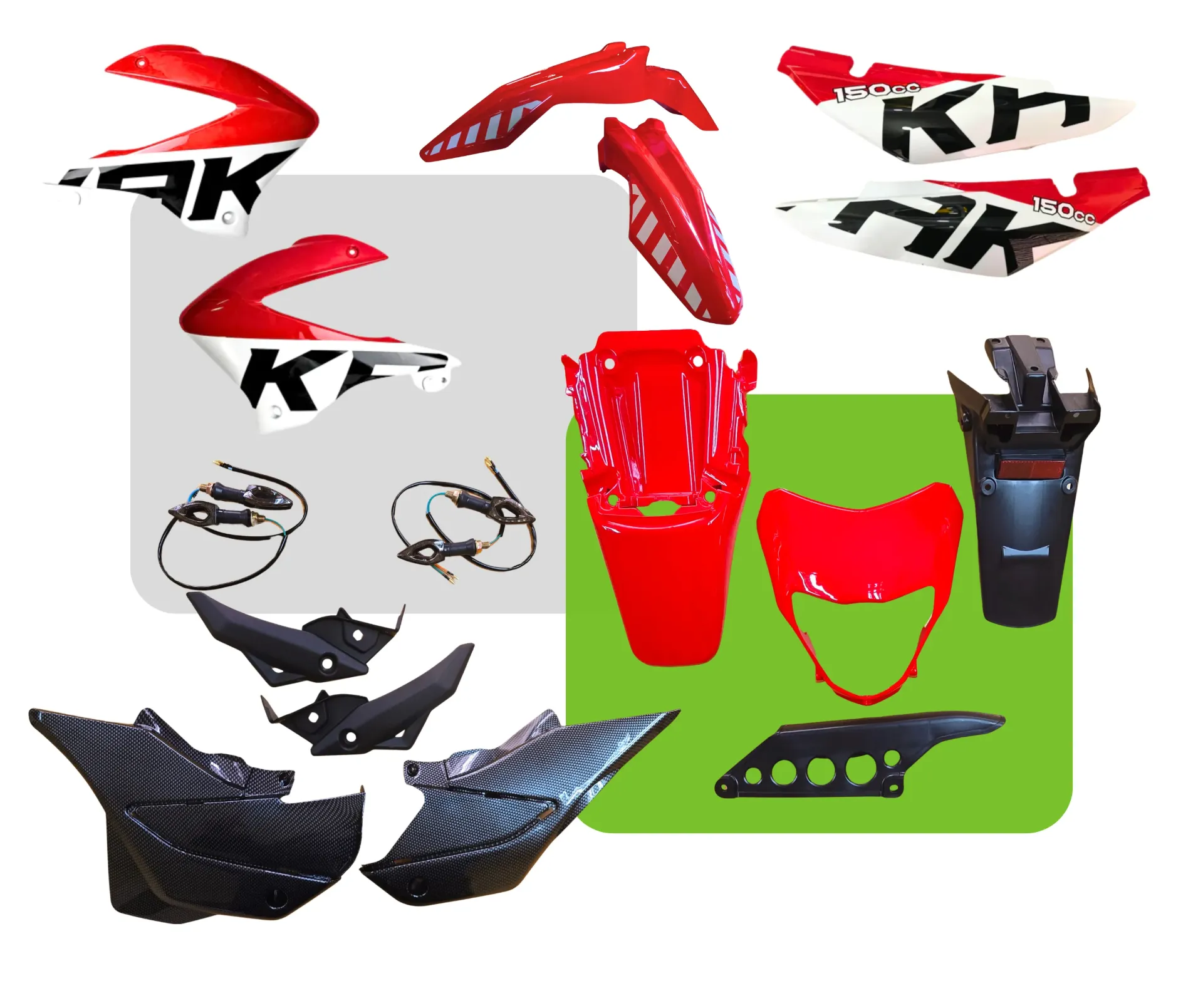 KIT DE TAPAS COMPLETA CON LUCES DE CRUCES B-K150K ROJO